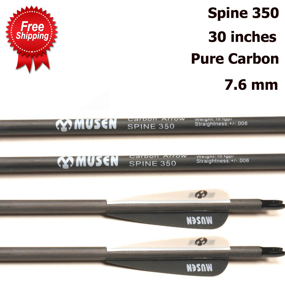 12pcs 30" Carbon Arrows Spine 500 OD 7.6mm Hunt Archery For Recurve/Compound Bow 