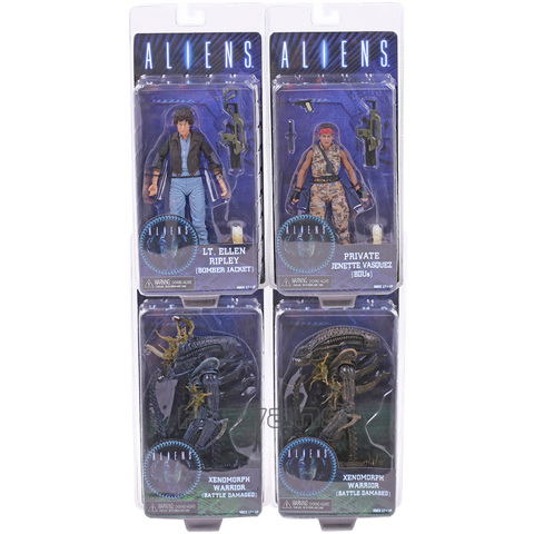 ALIENS LT.Ellen Ripley (Bomber Jacket) Private Jenette Vasquez (BDUs) Xenomorph Warrior (Battle Damaged) Action Figure Toy ► Photo 1/5