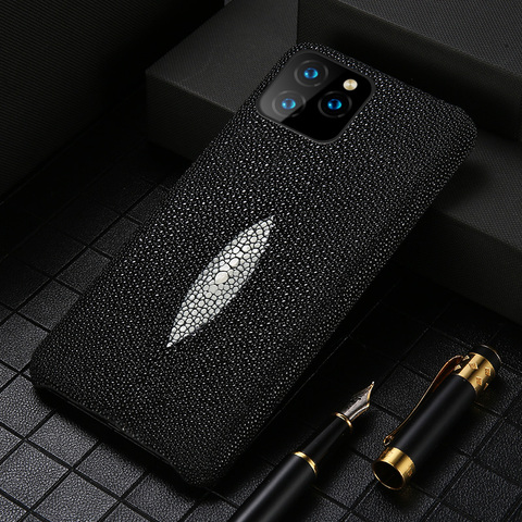 Genuine Stingray Leather Cell Phone Case for iPhone 11Pro 11 Pro Max 12 Mini 12 X XS XR XS MAX 6 6S 7 8 Plus 5 5s se 2022 cover ► Photo 1/6