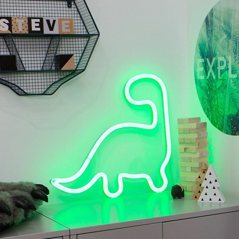 Night Light Neon Dinosaur LED for Birthday Wedding Party Bedroom Wall Hanging Kids Room Home  Xmas Decor Lamps ► Photo 1/3