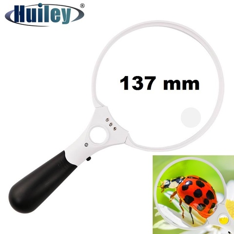 137mm LED Magnifying Glass Illuminated Handle Magnifier Large Size 2X 4X 25X Reading Collection Studying Nature Exploration ► Photo 1/6