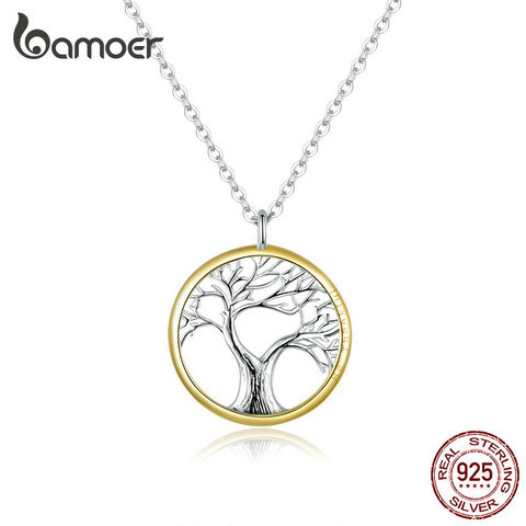 bamoer Tree of Life Pendant Necklace for Women Sterling Silver 925 Family Chain Necklaces Luxury Bijoux Collar Gifts SCN367 ► Photo 1/6