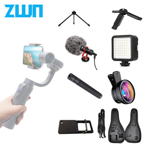 ZWN Gimbal LED Lamp Microphone Tripod Stents Action Camera plate Phone Lens Extension rod Bag Accessories package ► Photo 1/6