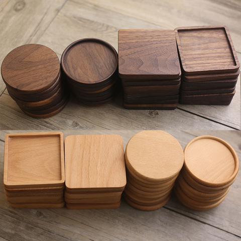 Buy Online Durable Wood Coasters Placemats Round Heat Resistant Drink Mat Table Tea Coffee Cup Pad Non Slip Cup Mat Insulation Pad Alitools