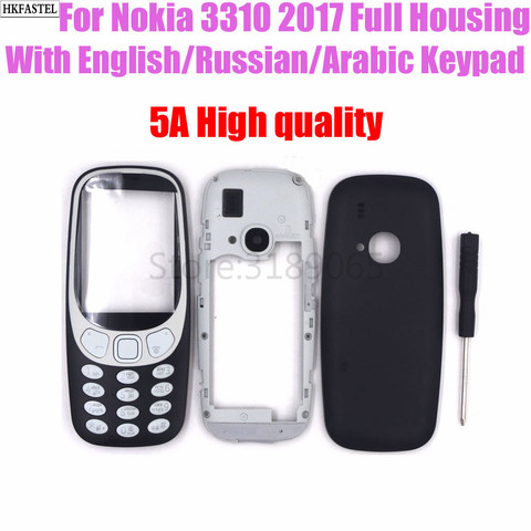 5A high quality New 3310 housing For Nokia 3310 2017 Full housing front face cover middle + back battery door cover with keypad ► Photo 1/1
