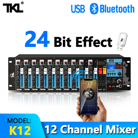TKL Professional Audio Rack Mixer 12 channels Bluetooth 48V microphone XLR Sound Mixer DJ mixing console USB recording ► Photo 1/6