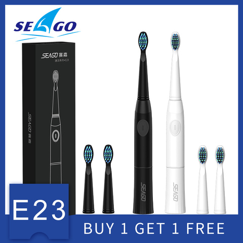 SEAGO Electric Toothbrush with 1 Replacement Brush Heads buy 1 get 1 free  Battery Sonic teeth brush oral hygiene brush E23 ► Photo 1/6