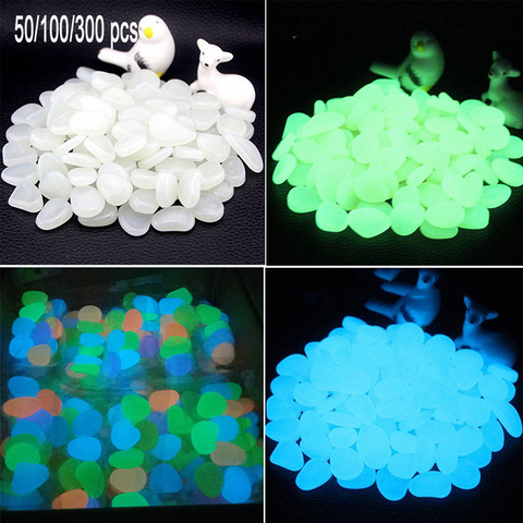 50/100/300pcs Glow in the Dark Garden Pebbles for Walkways Garden Decoration Glow Pebbles Plants Aquarium Luminous Stones ► Photo 1/6