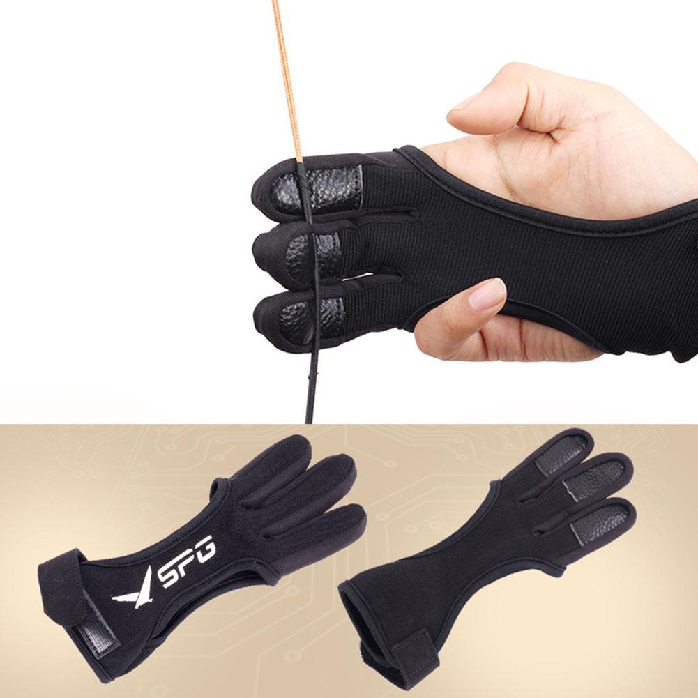 Buy Online Hunting Gloves 3 Finger Leather Archery Gloves Recurve Bow Protective Gloves On For Outdoor Hunting Archery Gloves Men Women Alitools