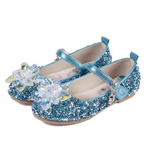 MUABABY Elsa Princess Sandals for Girls Glitter Flat Shoes Baby Crystal Snowflake Elza Shoes Halloween Dancing Party Accessories ► Photo 1/6