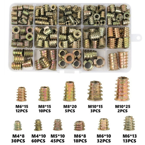 230PCS Assorted Flanged Hex Drive Head Furniture Nuts M4 M6 M8 M10 Zinc alloyl Thread For Wood Insert Nut ► Photo 1/6