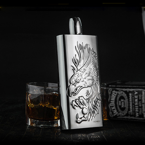 Portable Flagon Eagle Pattern Whiskey Wine Pot Flask 17 Oz Stainless Steel Hip Flask Liquor Alcohol Cap Travel Tour Drinkware ► Photo 1/6