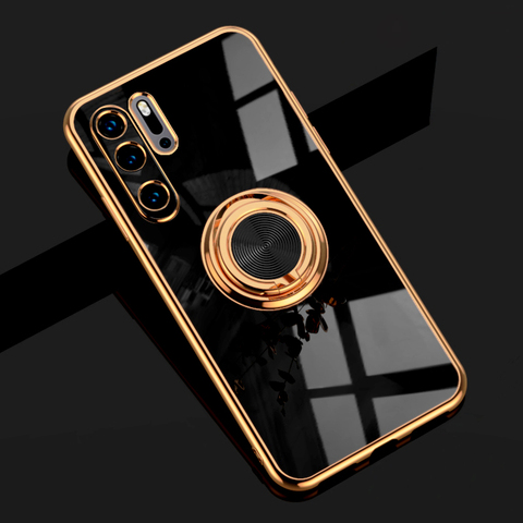 Luxury Plating Silicone Case For Huawei P30 Pro P20 Mate 20 P40 Honor 20 30 S Pro 30S Nova 5T Soft Ring Holder Cover Girl Women ► Photo 1/6