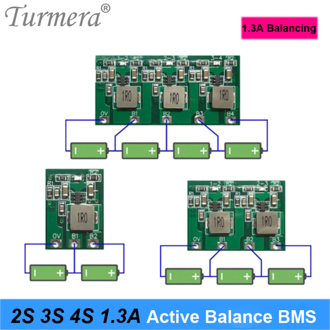 Turmera 1.3A Active Equalizer Balancer 2S 3S 4S 8.4V 12.6V 18650 Lithium 32700 Lifepo4 Battery Transfer Active Balance Board BMS ► Photo 1/6