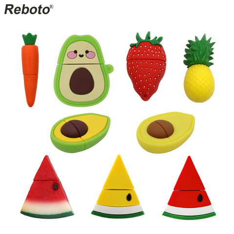 Cartoon Fruit USB Flash Drive Carrot Pineapple Strawberry Watermelon Avocado Cherry 4GB 8GB 16GB 32GB Pendrive USB 2.0 Usb Stick ► Photo 1/6