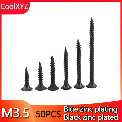 Reinforced KA Phillips Countersunk Head Self Tapping Screw Galvanized Cross Flat Head  Wood Screw Drywall Nail M3.5 50pcs ► Photo 1/6