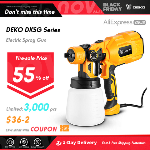 DEKO DKSG55K1 220V Handheld Spray Gun Paint Sprayers 550W High Power Home Electric Airbrush Easy Spraying 3 Nozzle ► Photo 1/6