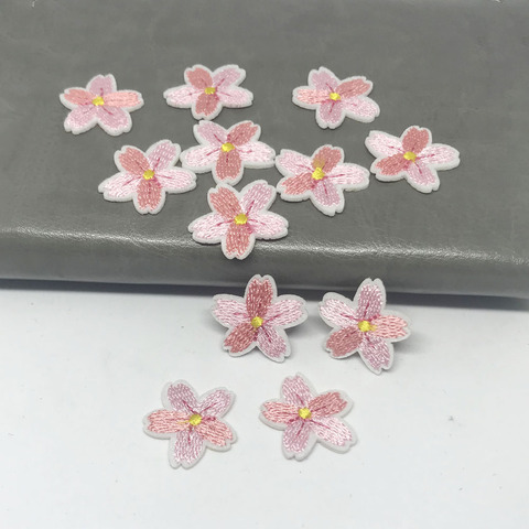 10PCS Small Pink Cherry Flower Patches Clothing Embroidery Iron On Applique Floral for Kids Dress Clothes Cheap Patchs for DIY ► Photo 1/6