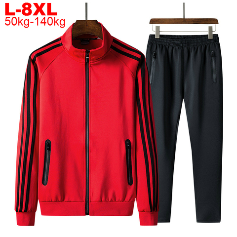 Autumn Sportswear Tracksuits Men Sets Large Size Men's Clothing Jacket+pants 2 Pieces Sports Set Plus Size 8xl 7xl Tracksuit Man ► Photo 1/6