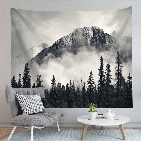 Buy Online Natural Scenery Landscape Gray Foggy Forest Tapestry Wall Hanging Bedroom Decor Wall Tapestry Wall Fabric Psychedelic Tapestry Alitools