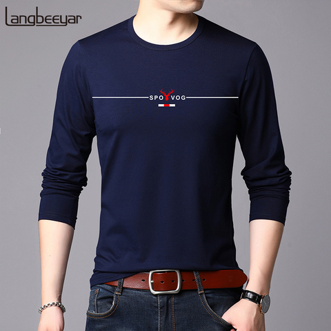 2022 New Fashion Brand Tshirt Mens High Quality Cotton Tops  Street Style Trends Long Sleeve T-Shirt Korean Men Clothing ► Photo 1/6