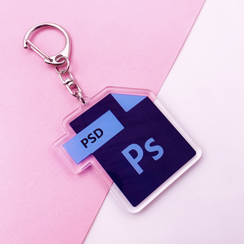 Cute Cartoon Office Software Icon Acrylic Keychain PS Ai Excel Bag Charm Pendant Key Chain Accessories Stainless Steel Key Ring ► Photo 1/6