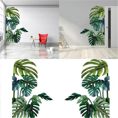 Tropical Plant Leaves Wall Sticker Home Decor Children's Room Nordic Rainforest Green Plants Window Wall Decal Adesivo De Parede ► Photo 1/6