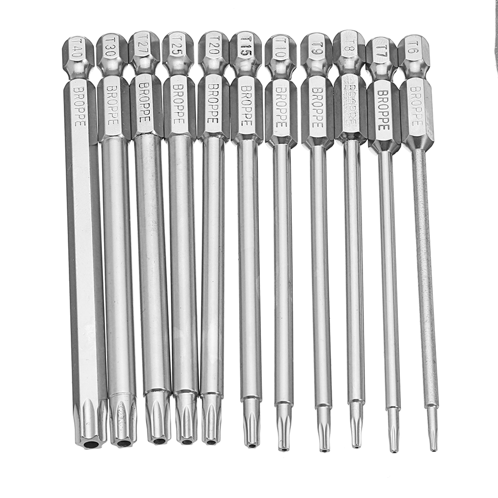 Broppe 11pcs 100mm Long Steel Magnetic Torx Hex Security Electric Screwdriver Bit Set for Magnetic Screwdriver Bit Tool Set ► Photo 1/6