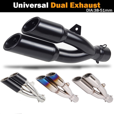 38-51mm Universal Motorcycle Exhaust Muffler Dual Right Left Escape Double Down DB Killer For TRK502 NMAX R6 CB650f NC750x Z1000 ► Photo 1/6