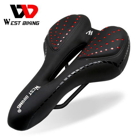 WEST BIKING Bike Saddle Silicone Cushion PU Leather Surface Silica Filled Gel Comfortable Cycling Seat Shockproof Bicycle Saddle ► Photo 1/6