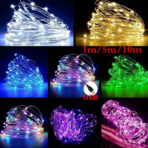 1M 5M 10M LED String Fairy Lights USB Copper Wire Wedding Festival Christmas Party Decoration Light Waterproof Outdoor Lighting ► Photo 1/6