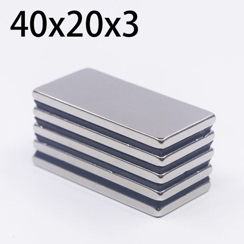 1/2/5/10/20Pcs 40x20x3 Neodymium Magnet 40mm x 20mm x 3mm N35 NdFeB Block Super Powerful Strong Permanent Magnetic imanes ► Photo 1/6