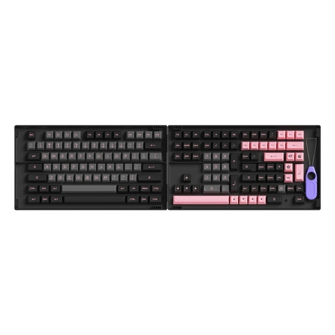 AKKO Black & Pink ASA Keycaps Set ASA Profile Double-shot PBT 108 Full Keycaps Set, with 49 Extra Novelty Keycaps ► Photo 1/5