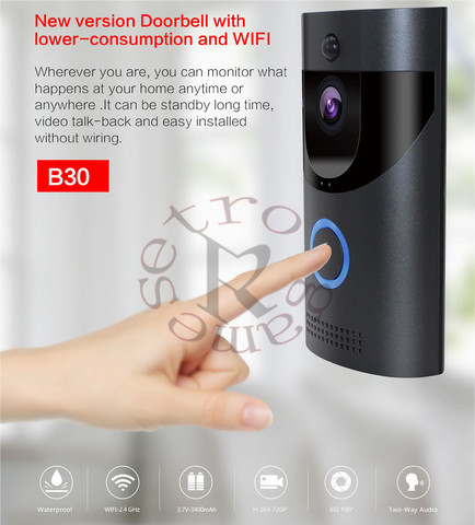 Anytek B30 WIFI Doorbell B30 IP65 waterproof Smart video Door chime 720P wireless intercom FIR Alarm IR night vision IP camera ► Photo 1/1