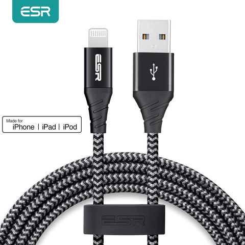 ESR MFI Lightning Cables for iPhone SE 2022 11 X XS XR 8 7 Plus USB A to Lightning Fast Charging Cables 2.4A Data Cable 1M 2M ► Photo 1/6