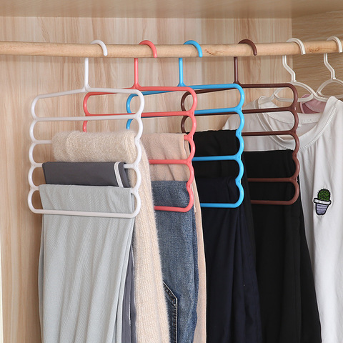 MultiFunctional 5 Layers Pants Hangers Holders Trousers Hanger Storage Rack Clothes Hanger Space Saver Wardrobe Closet Organizer ► Photo 1/6