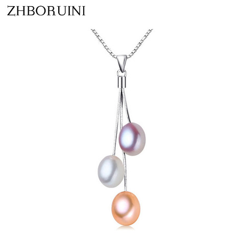 ZHBORUINI 2022 Fashion Pearl Necklace Pearl Jewelry Multicolour Natural Pearl Pendant 925 Sterling Silver Jewelry For Women Gift ► Photo 1/6