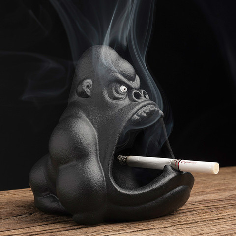 Gorilla Ceramic Ashtray Animal Orangutan Anti-ash Car Large Capacity Ashtray home decor Office Decoration Gift for Boyfriend ► Photo 1/5