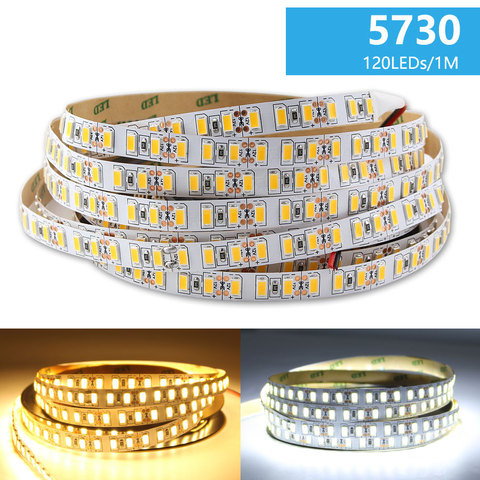 DC 12V LED Strip Light 5M SMD 5730 Flexible 120Led/M Warm White LED Light Strip Lamp Tape Ribbon Not Waterproof Decoration Room ► Photo 1/6