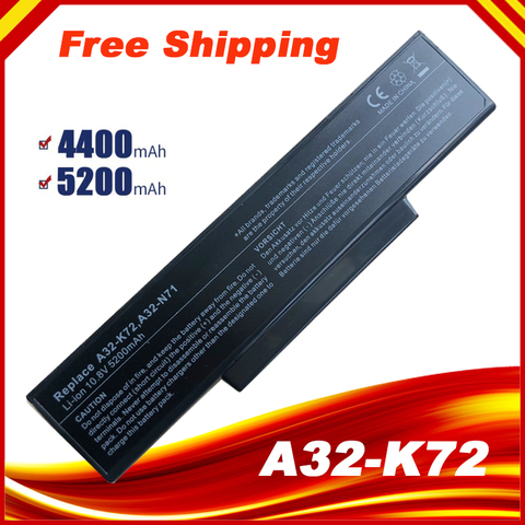 5200mah laptop battery A32-K72 for asus K72N K72S K73J K72D N71 N73 K73 X77 A72 X72 K72 A73 N71J X73 K72P N73F X73S X7CS K72K ► Photo 1/5