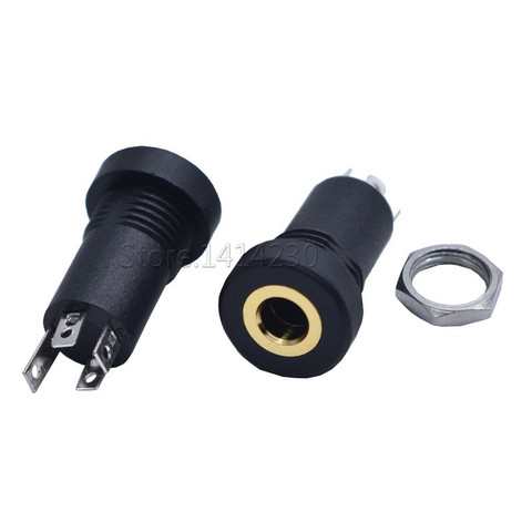 10PCS 3.5mm Audio Socket 4 Pole Black Panel Mount Gold Plated With Nuts Headphone Socket ► Photo 1/3