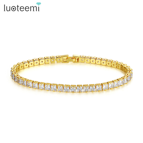 LUOTEEMI New Mosaic Cubic Zirconia Tennis Bracelet & Bangles for Women Fashion Jewelry Pulseras Mujer Christmas Gift ► Photo 1/6