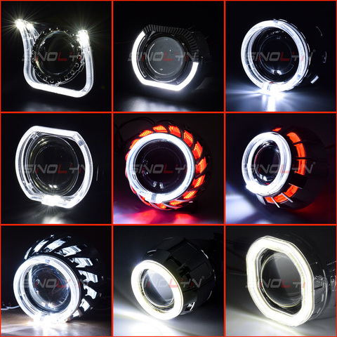 Sinolyn Projector LED Angel Eyes Shrouds LED DRL Bezel Headlight Lenses Bezel For 2.5'' H1 WST Bi-Xenon Headlight Lens Accessory ► Photo 1/6