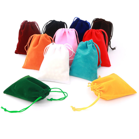 100Pcs/lot 5x7 7x9 8x10 9x12cm Velvet Drawstring Pouch Bag With Jewelry Bag Christmas Wedding Gift Red Velvet Bags 77 ► Photo 1/6