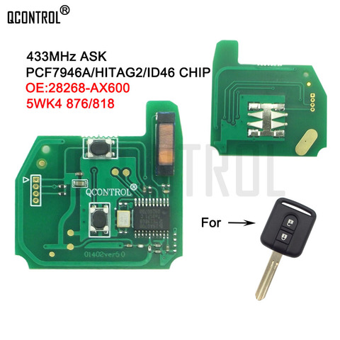 QCONTROL Car Remote Key Circuit Board for NISSAN Cabstar F24M Micra K12 Navara D40M Note E11 NV200 M20M Patrol Y61 Qashqai J10 ► Photo 1/1