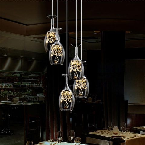 Modern Crystal Led Pendant Light Fixtures Glass Cup Lampshade Suspension Hanging Lamp Dining Room Kitchen Decor Home Lighting ► Photo 1/6