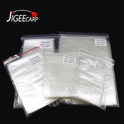 JIGEECARP 50PCS Carp Fishing PVA Bags Fast Dissolving Environmental Fishing Material Tackle Carp Bait Bags 5*10cm 7*10cm etc. ► Photo 1/6