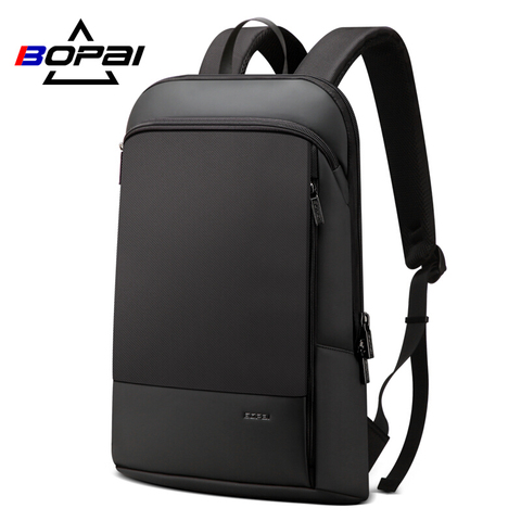 BOPAI Men Backpack Thin Back Pack Slim Laptop Backpack Men Office Work Business Bag  Unisex Black ► Photo 1/6