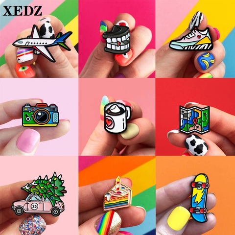 XEDZ coffee cup drink can 20th car sheep cake ice cream sneaker game skateboard camera cans pumpkin delicate badge lapel pins ► Photo 1/6