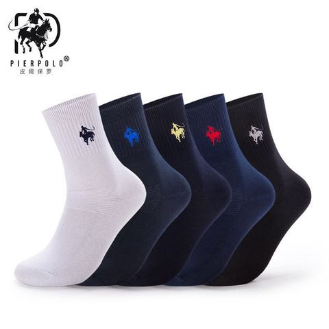 High Quality Pier Polo Men's Cotton Socks Winter Black Business Casual Socks Embroidery Male Crew Sock Wholesale Size 39-45 ► Photo 1/6